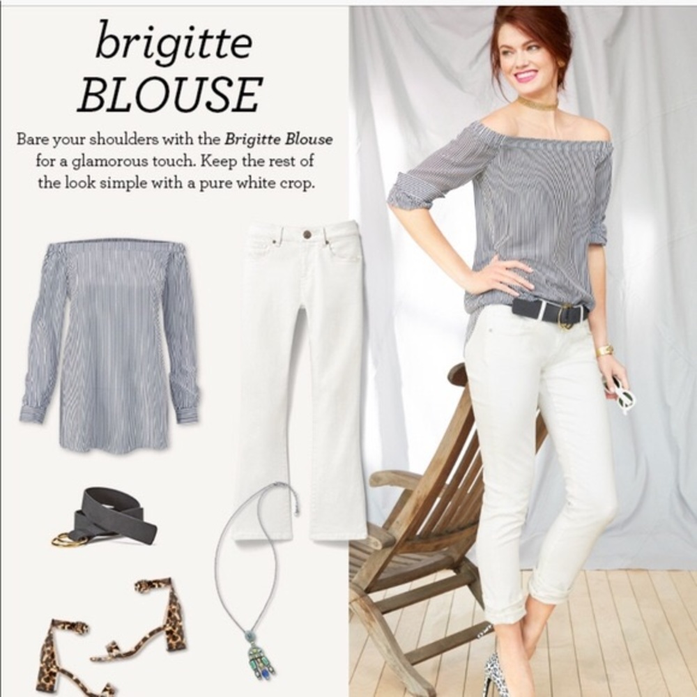 Cabi Brigitte blouse silk off shoulder top